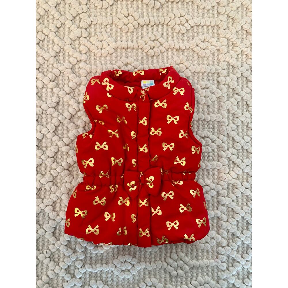 Healthtex Baby Red Gold Bow Ribbon Puff Vest 12 Months